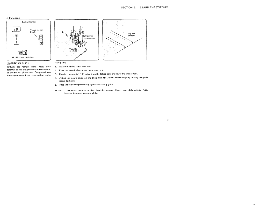 Sears 385. 19601 owner manual Learnthestitches, Pintucldng 