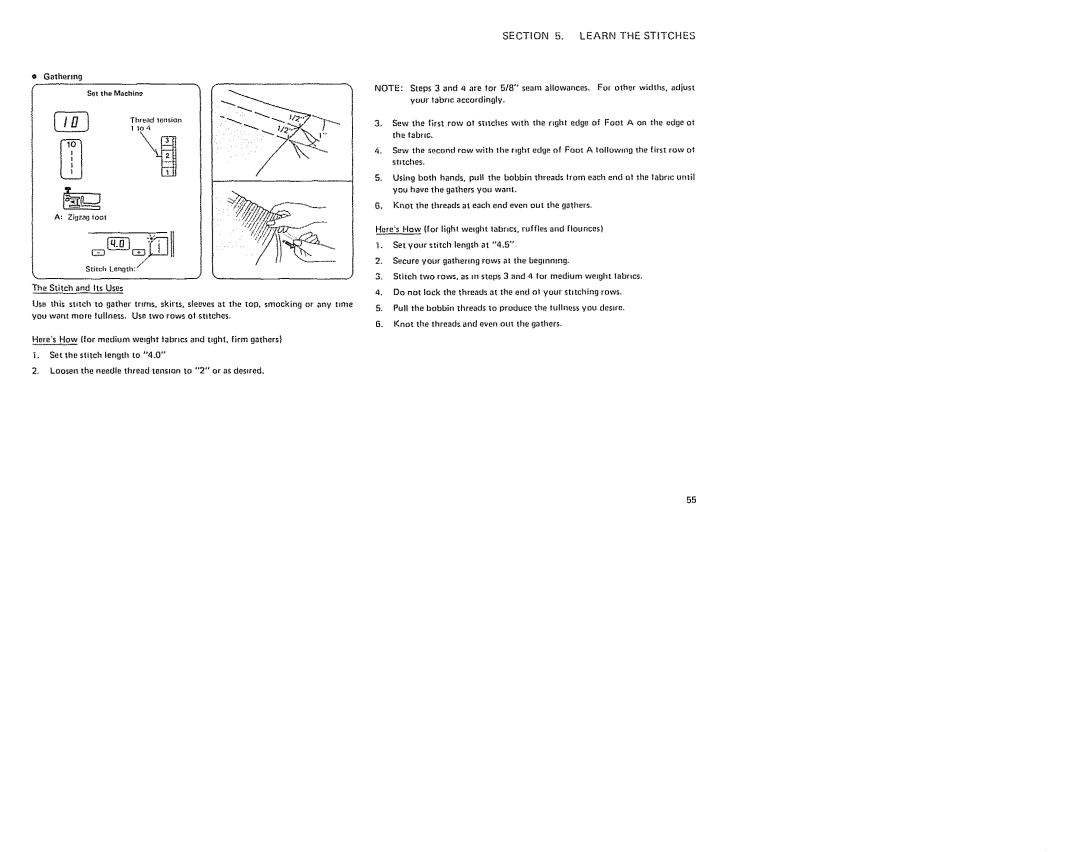 Sears 385. 19601 owner manual SECT!ON 5. Learn the Stitches 