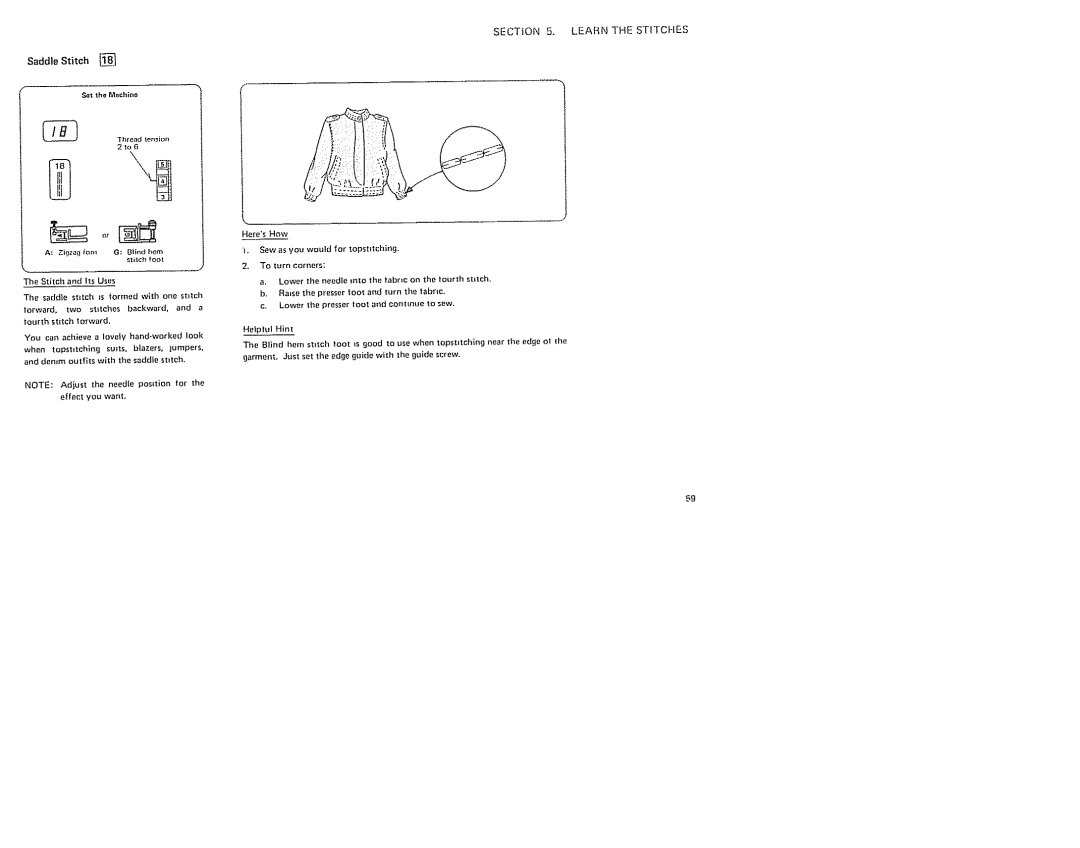 Sears 385. 19601 owner manual Saddle Stitch, Etfect you want 