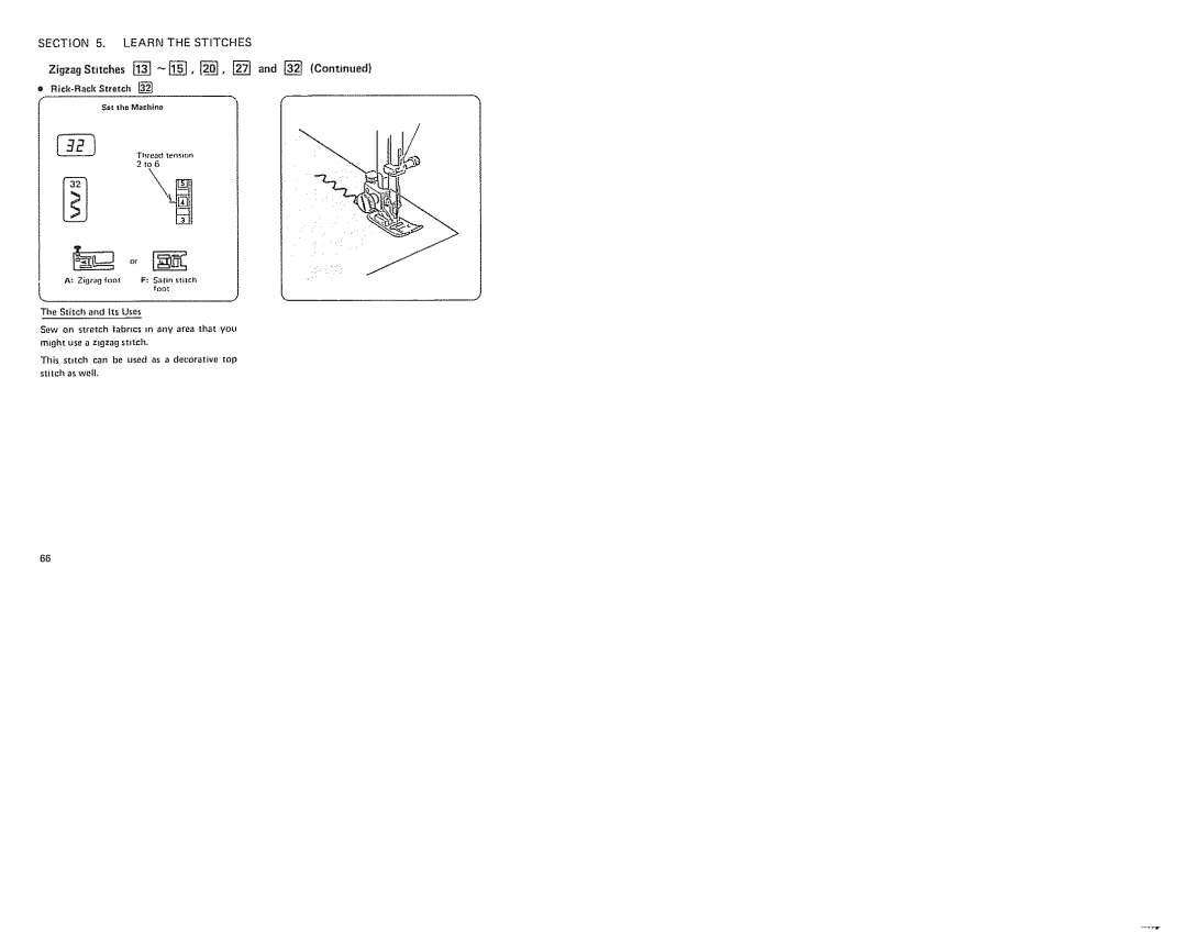 Sears 385. 19601 owner manual Zi.zaStltch0s. ~, ., a.d, Rick-Rack Stretch Set the Machine 