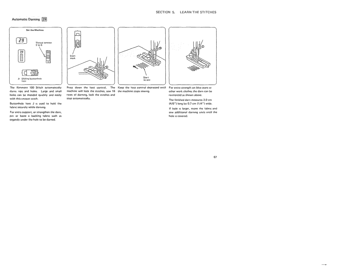 Sears 385. 19601 owner manual Thd tonsto=t, Large Small, Holes Can Be mended, Easily, Hole Iscovered 