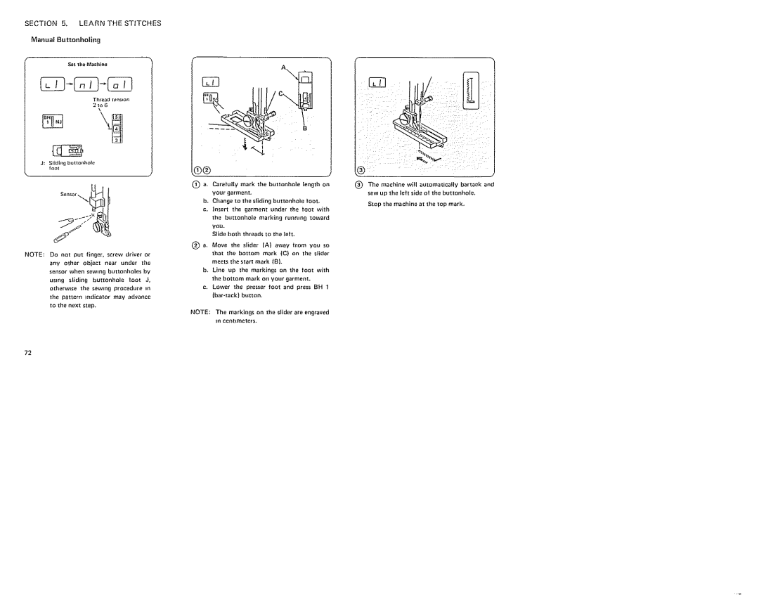 Sears 385. 19601 owner manual Learn the Sttches, Manual Buttonholing, Thedenson 21o, Stop 