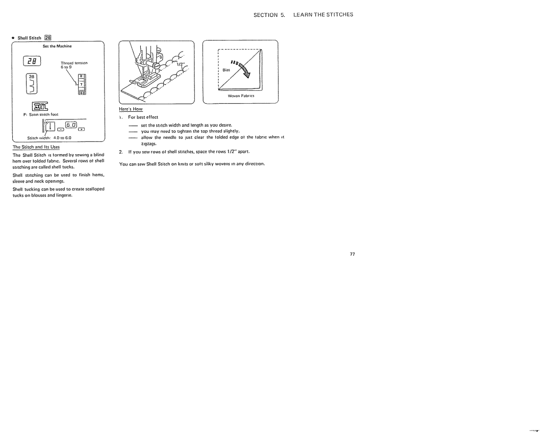 Sears 385. 19601 owner manual Shell Stitch Set th Mchine ThreaJ eton 6Io9, Des+re+, To 6+0, Termed by, Used 