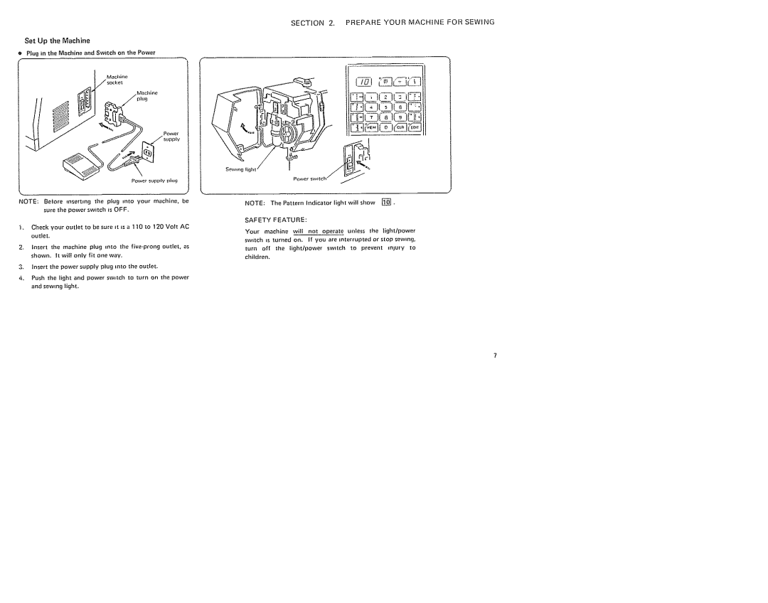 Sears 385. 19601 Set Up the Machine, Plug in tim Machine end Switch on the Power, Prepare Your Machine for Sewing 