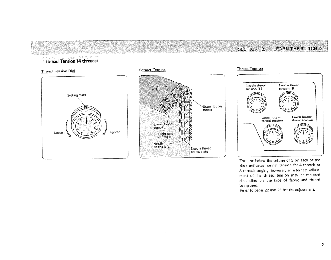 Sears 385. 564180 owner manual Correct Tension, Lower, Thread tension 