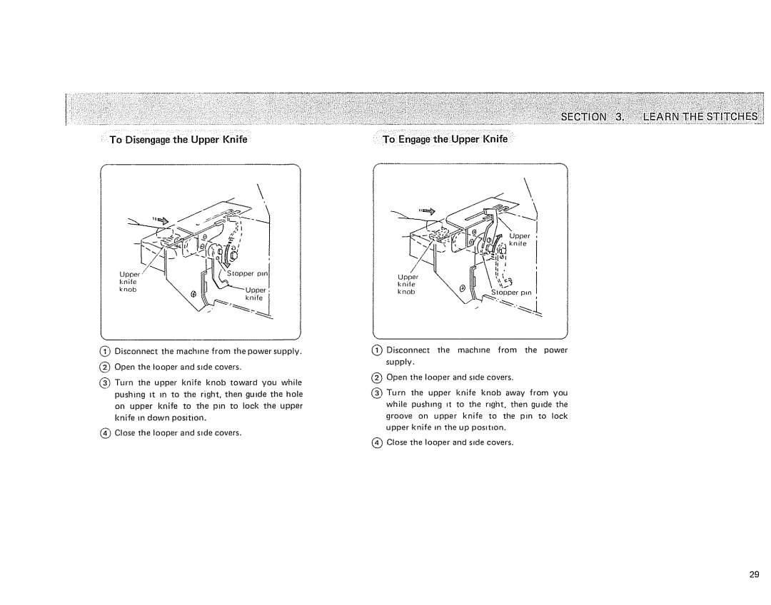 Sears 385. 564180 owner manual To Disengage the Upper Knife 