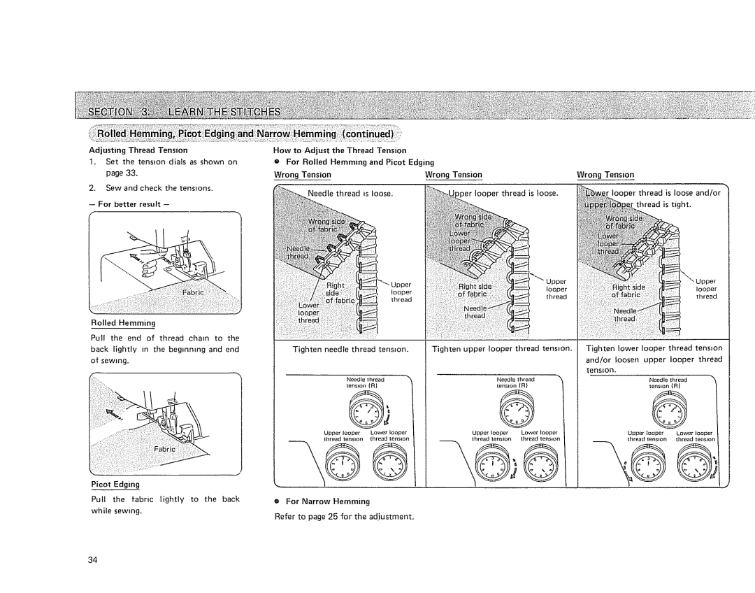 Sears 385. 564180 owner manual Adjusting Thread Tension, Picot 