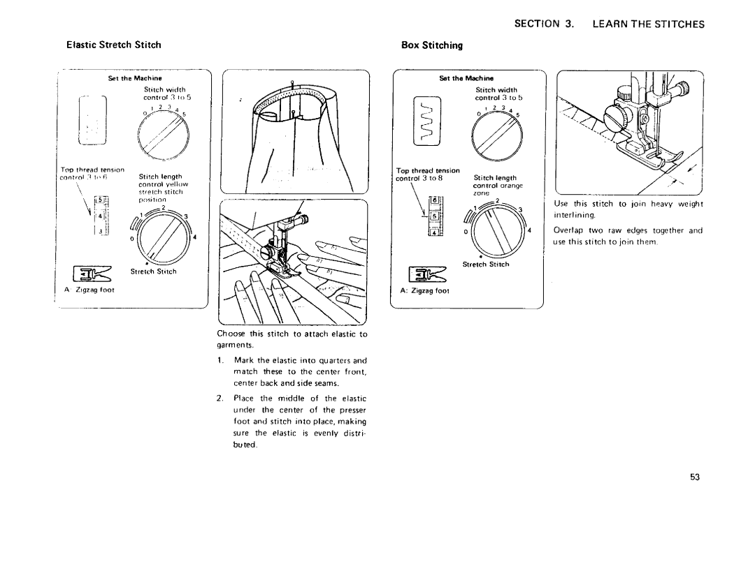 Sears 385 owner manual ElasticStretch Stitch, Box Stitching 