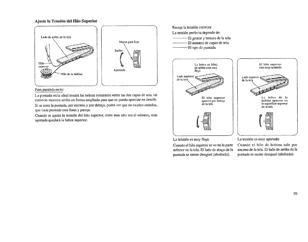 Sears 385.11608, 385.12814 owner manual Ajuste la Tensi6n del Hilo Superior 