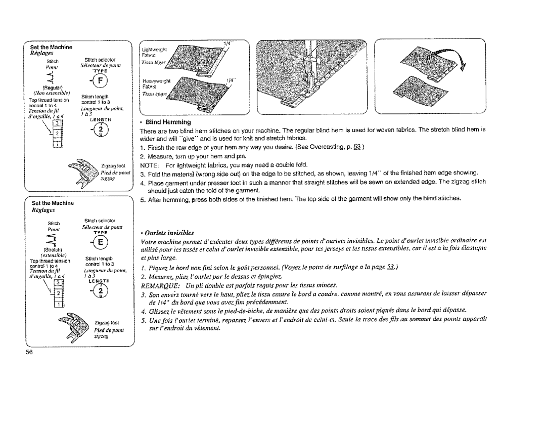 Sears 385.12814, 385.11608 owner manual Et plus large, Top threadtension, Blind Hemming 