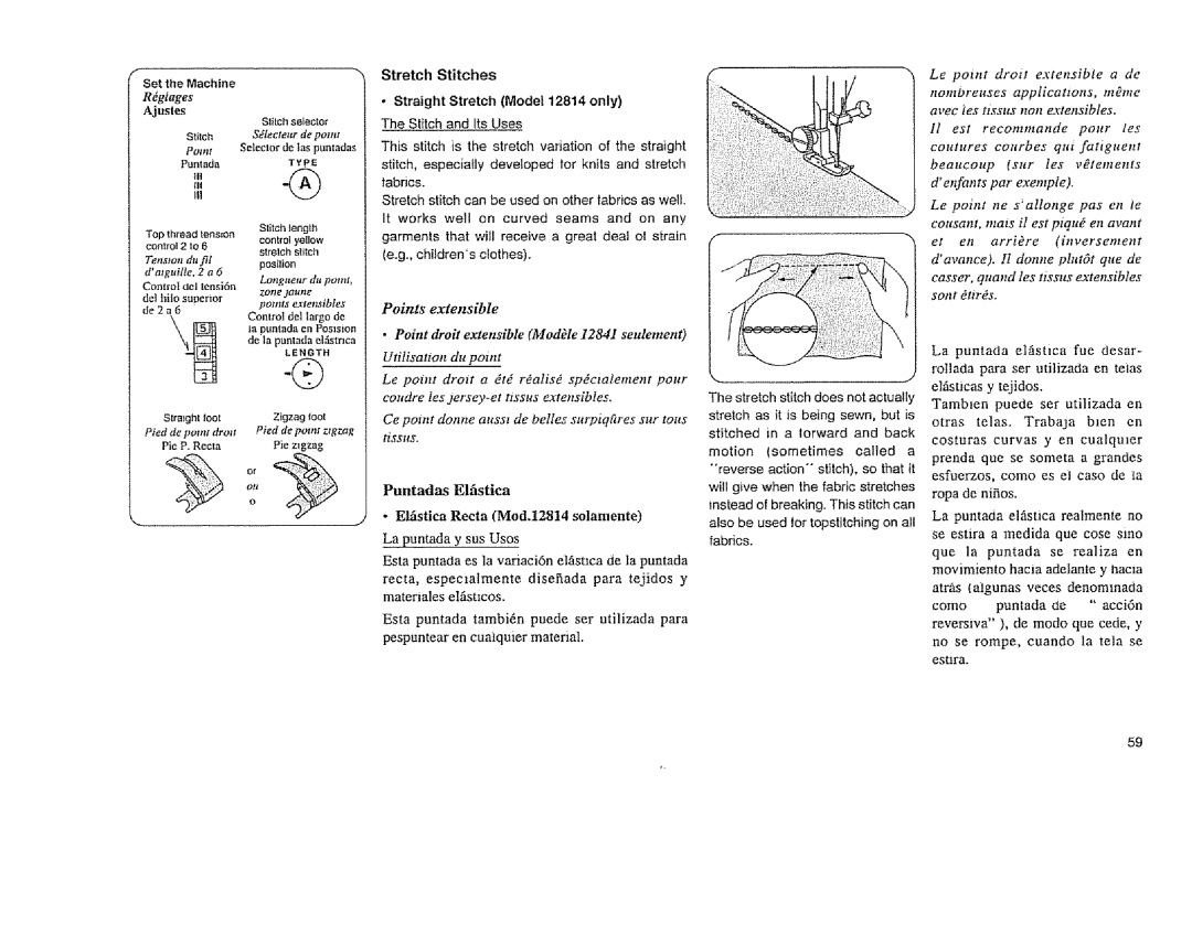 Sears 385.11608, 385.12814 owner manual Puntadas Elfistica, DatgMlle, 2 a 