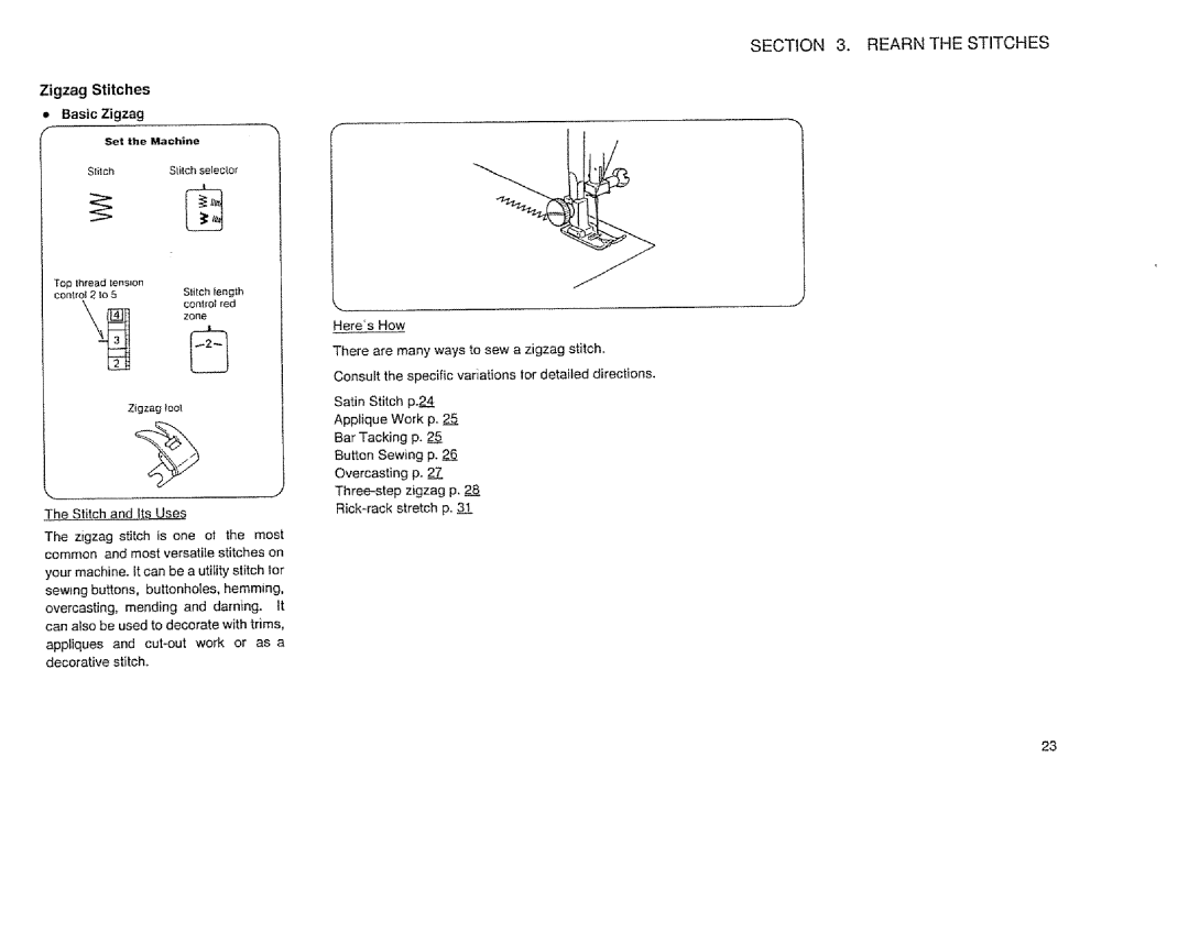 Sears 385.12514 owner manual Basic Zigzag, Stilch Stitchselector 