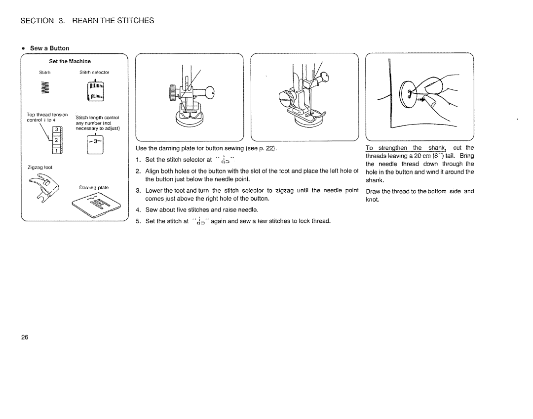 Sears 385.12514 owner manual Rearnthe Stitches, Sew a Button Set the Machine 