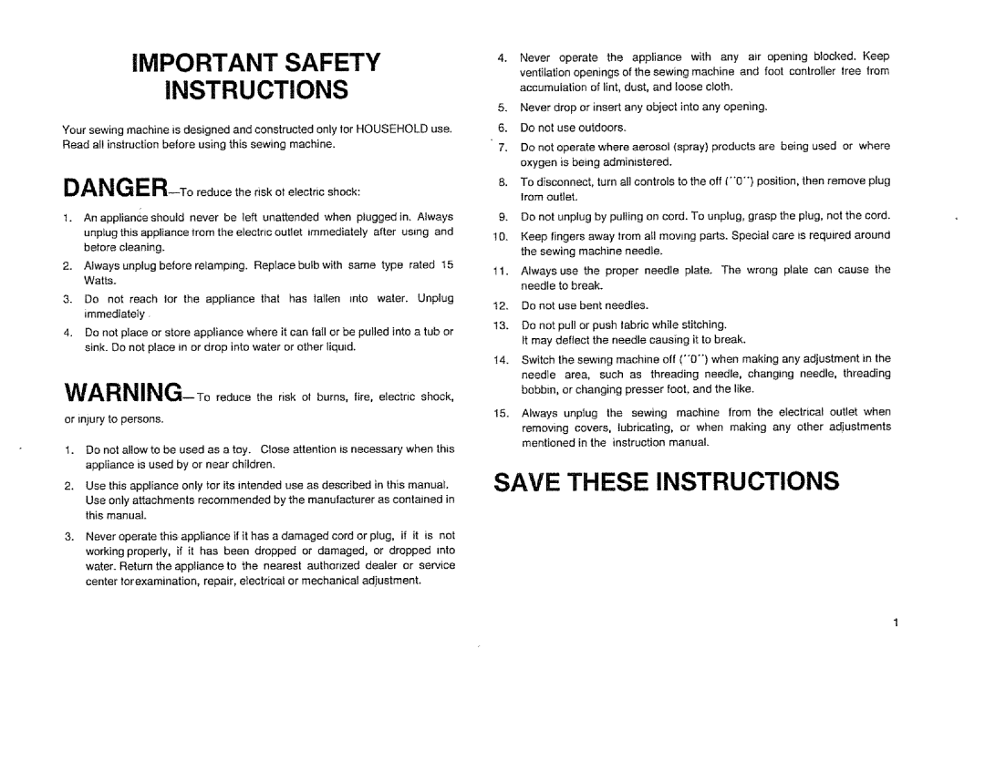 Sears 385.12514 owner manual Important Safety Instructions 