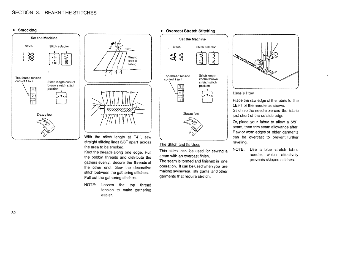 Sears 385.12514 owner manual Smocking 