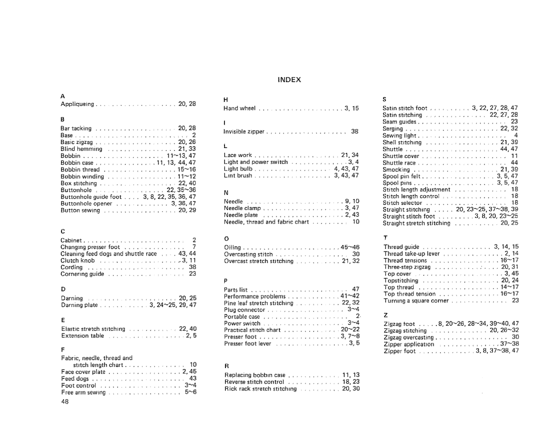 Sears 385.128418 owner manual Index 