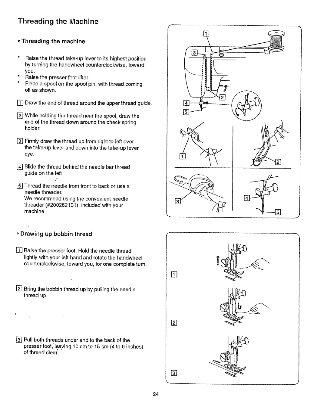 Sears 385.12912, 385.12916 owner manual Threading the Machine 