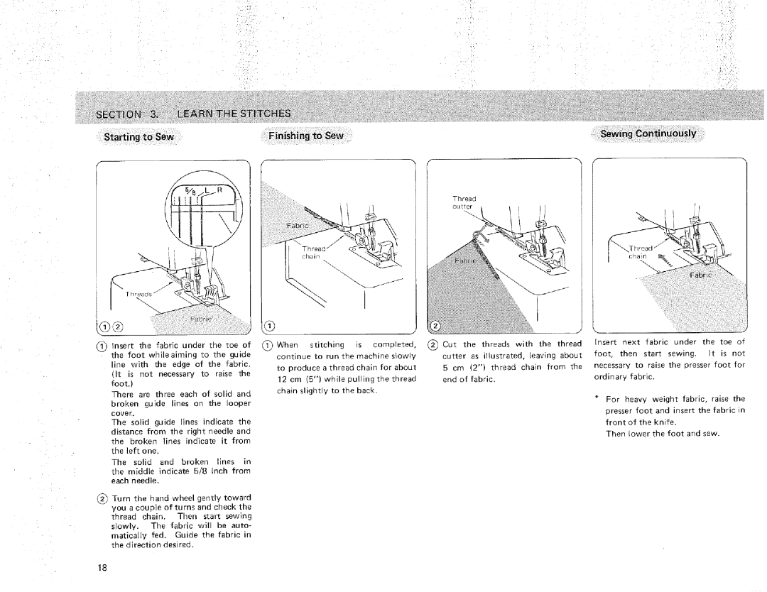 Sears 385.16631 owner manual Section, Finishing to Sew, Weight 