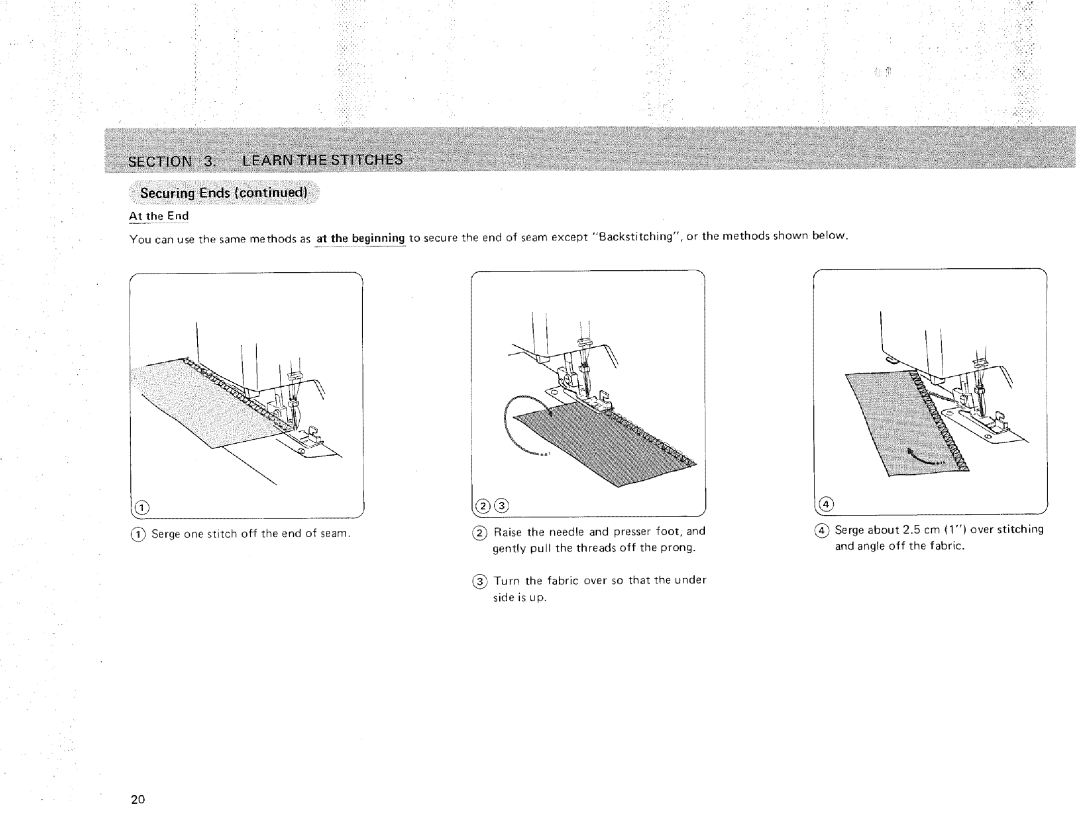 Sears 385.16631 owner manual Securing Ends 