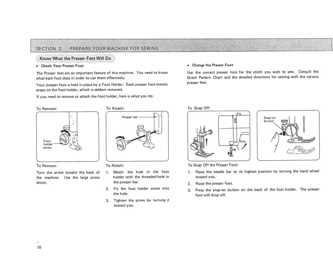 Sears 385.17724 owner manual Check Your PresserFoot 