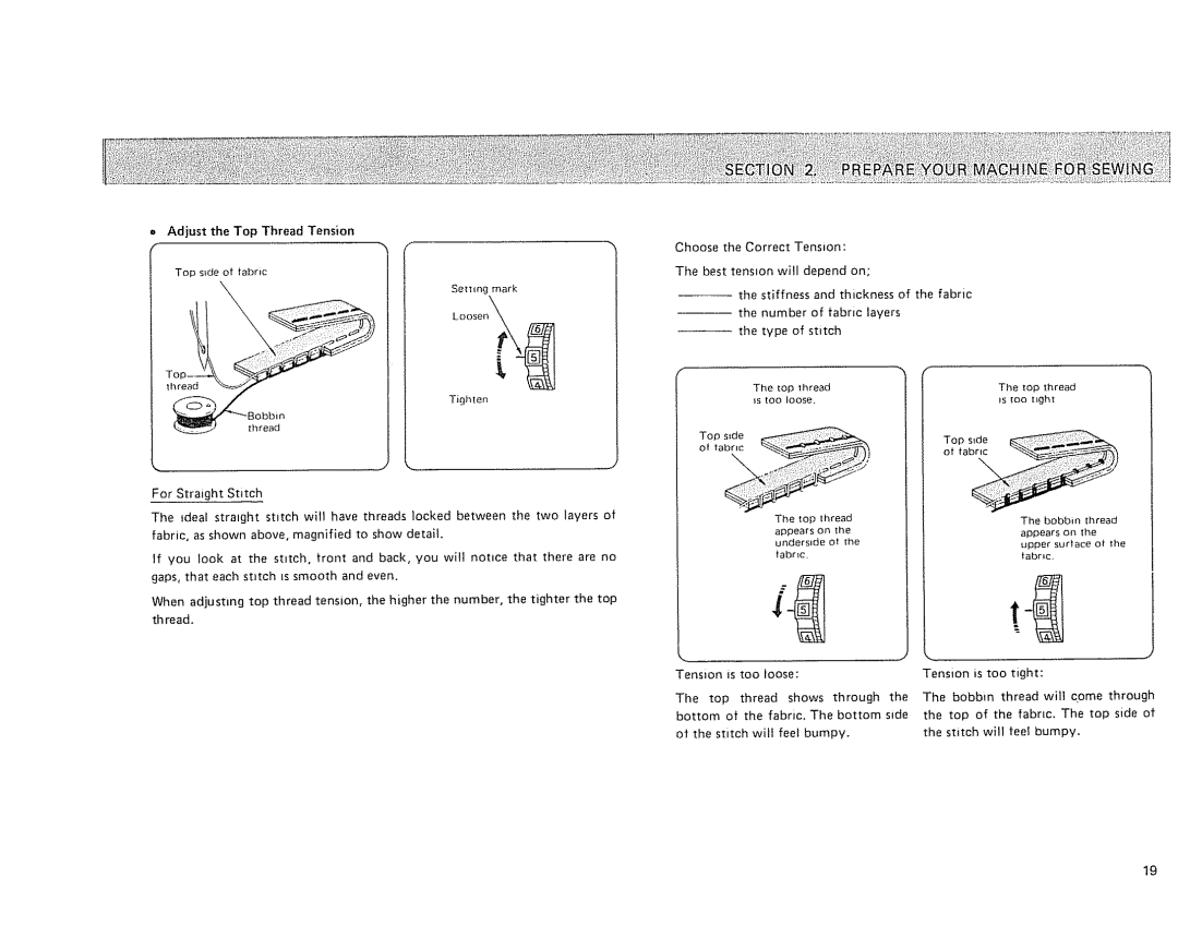 Sears 385.17724 owner manual Adjust the Top Thread Tension 