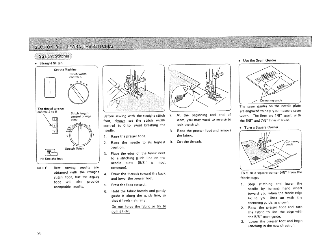 Sears 385.17724 owner manual Use the Seam Guides, Stitch length controt orange 