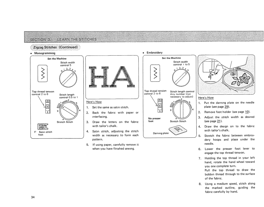 Sears 385.17724 owner manual WLdth, =dth, No preer, Foot, Width as necessary to form each pattern 