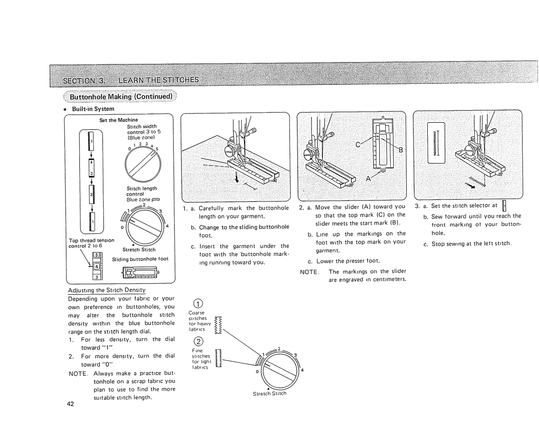 Sears 385.17724 owner manual Built-in System, Control 3 to 5 Blue zone, Top thread tension, Ine 