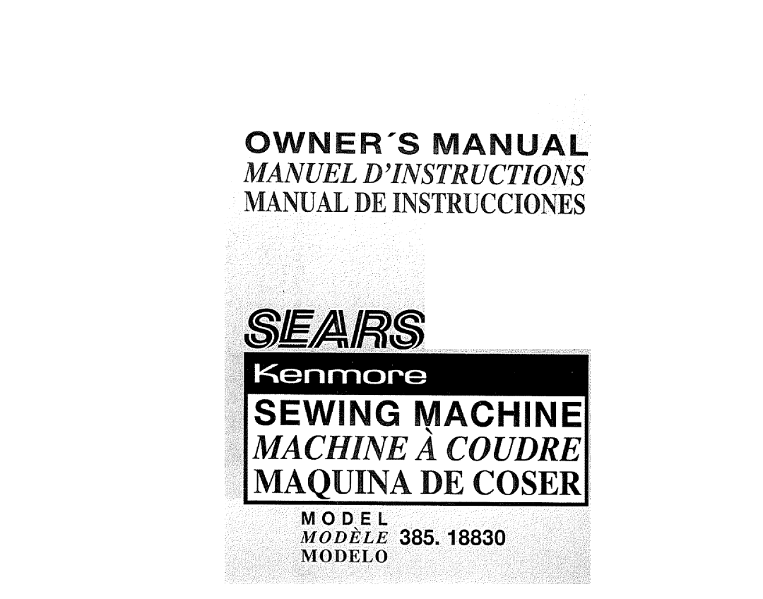 Sears 385.1883 manual Sewing Machin 