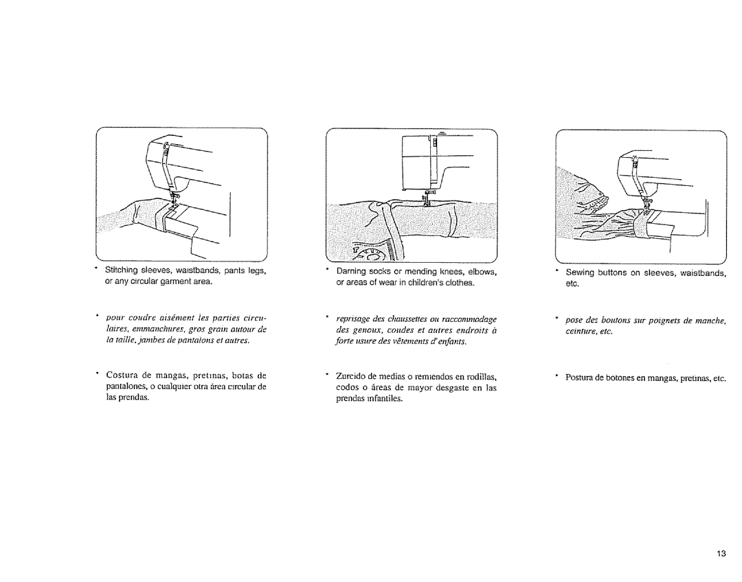 Sears 385.1883 manual Sewing buttons on sleeves, waistbands, etc, Pose des boutons sur poignets de manche, ceirttttre, etc 