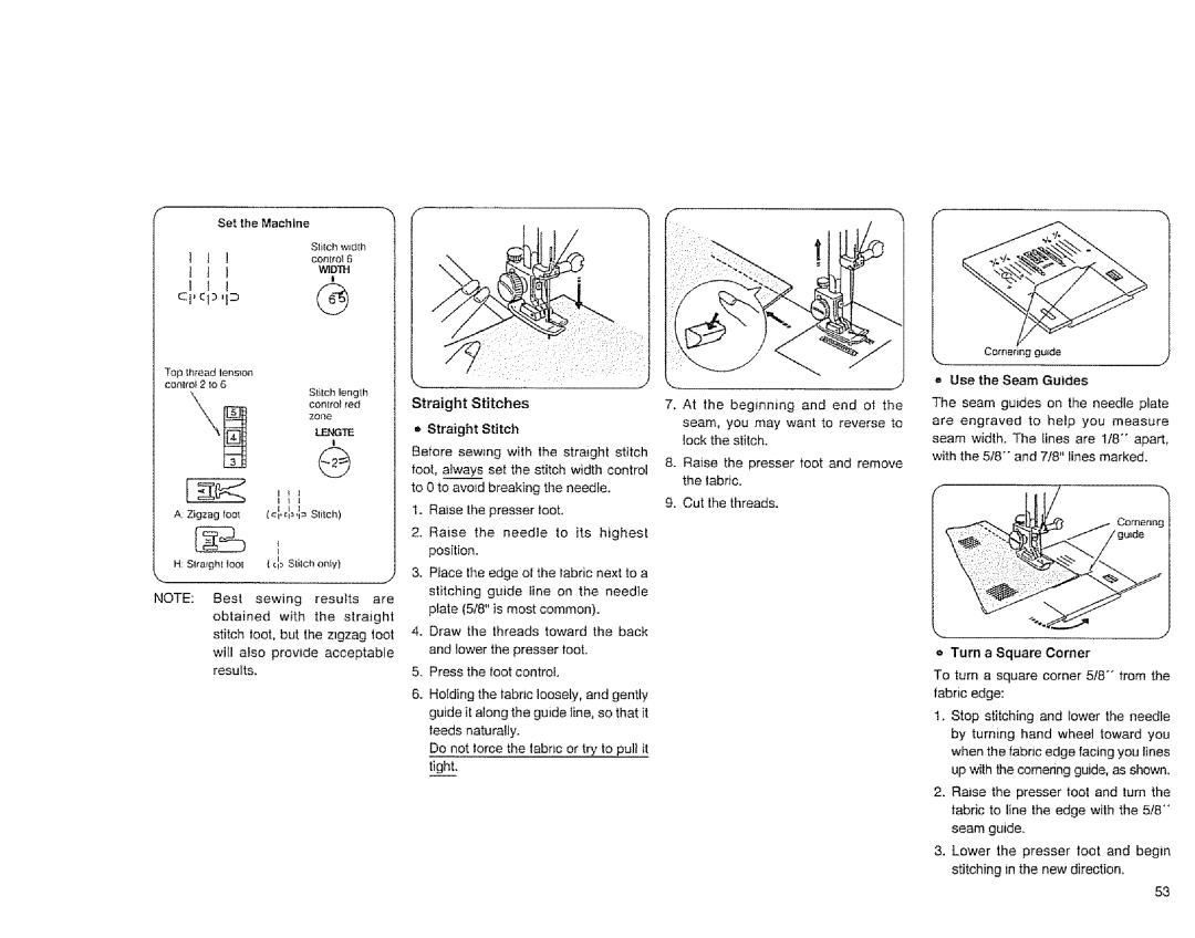 Sears 385.1883 manual CpCI4D, = Use the Seam Guides 