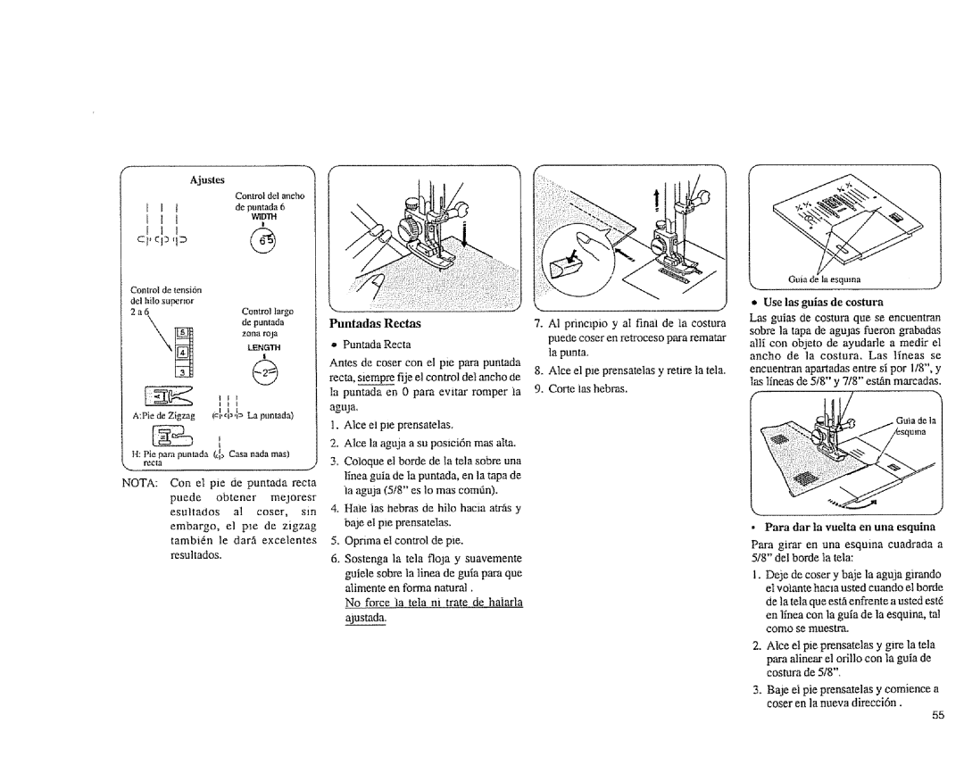 Sears 385.1883 manual Ii!i!il!i!ili, Puntadas Rectas 