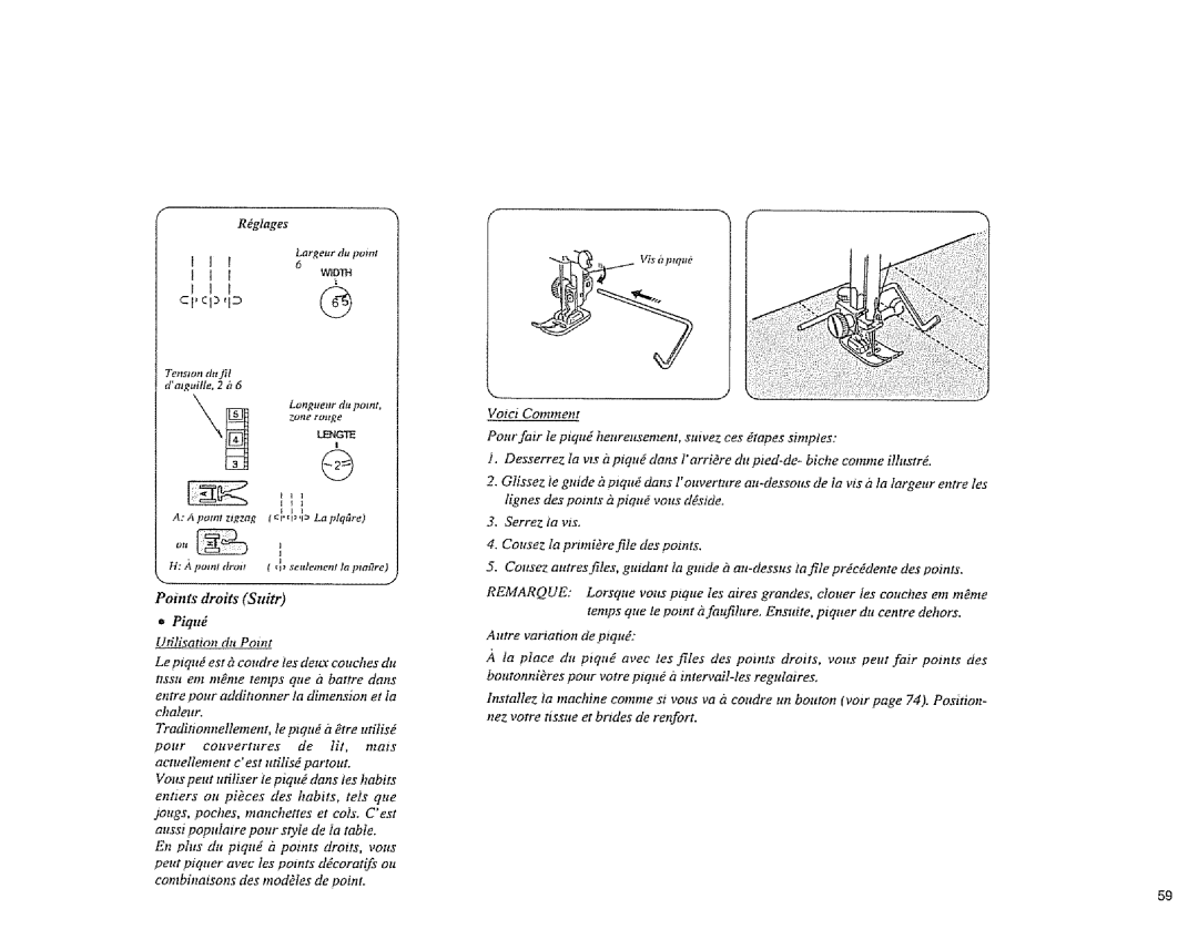 Sears 385.1883 manual Points droits Suitr 