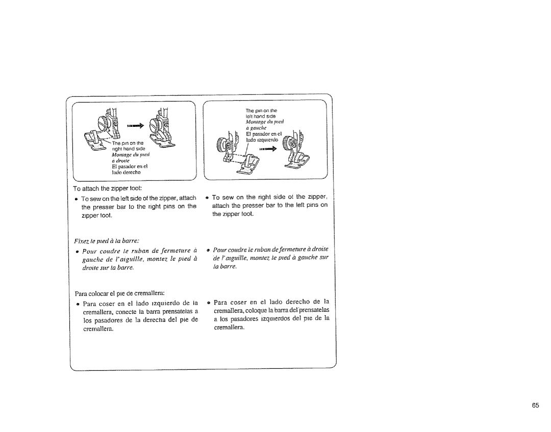 Sears 385.1883 manual Flpasadorenel lado Izquterdo, Tado derecho 