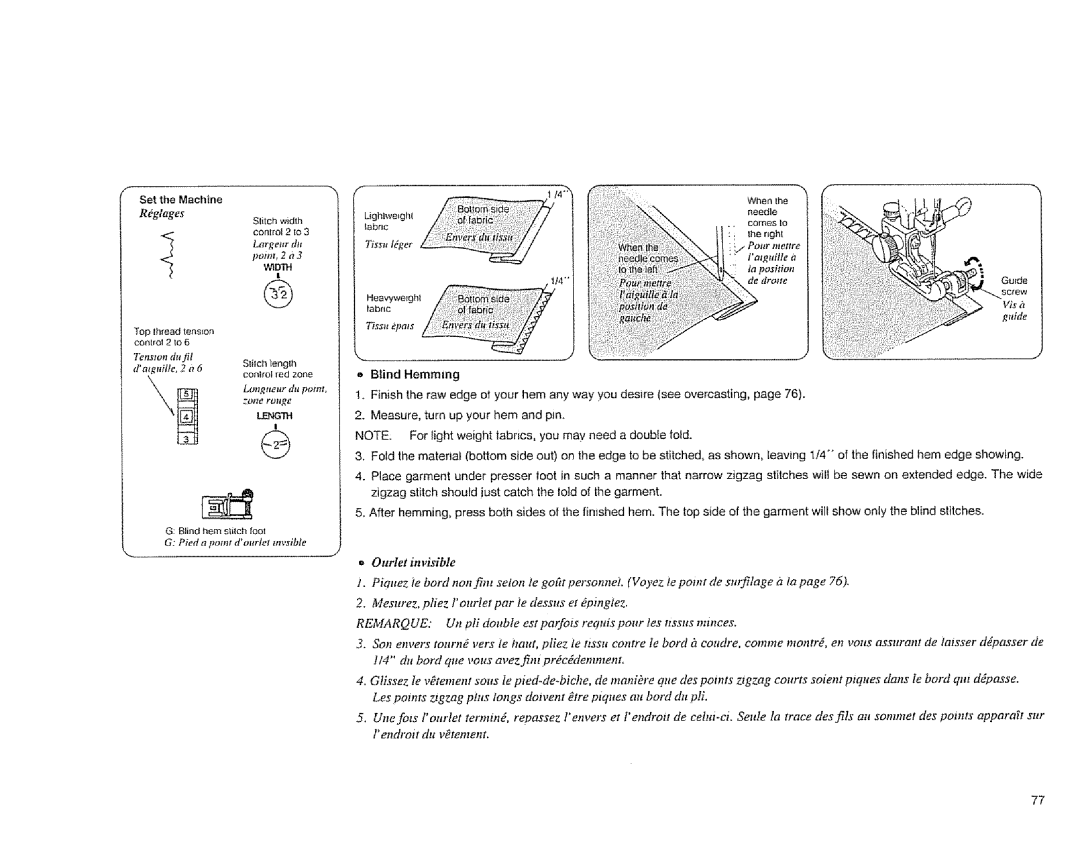 Sears 385.1883 manual Rgtages, LENGfl-I, Un pit double est pmfozs requis pour tes nssus minces 