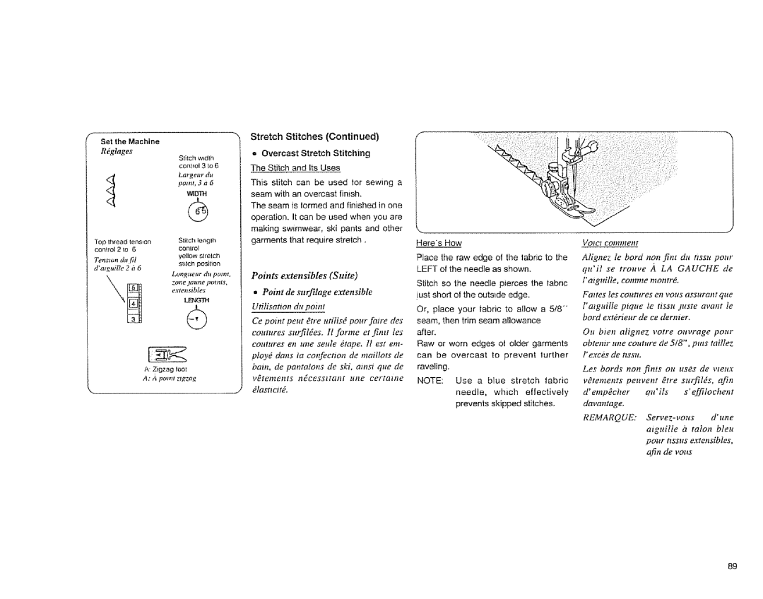 Sears 385.1883 manual Largeur du pomt, 3, AtguiIle fi talon bleu pour tissus extensibles, afin de vous 