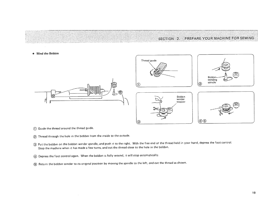 Sears 385.1915 owner manual Wind the Bobbin 