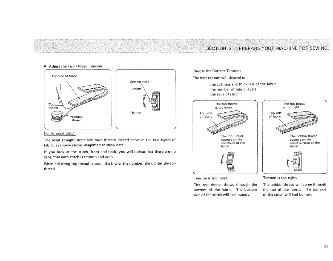 Sears 385.1915 owner manual Adjust the Top Thread Tension 