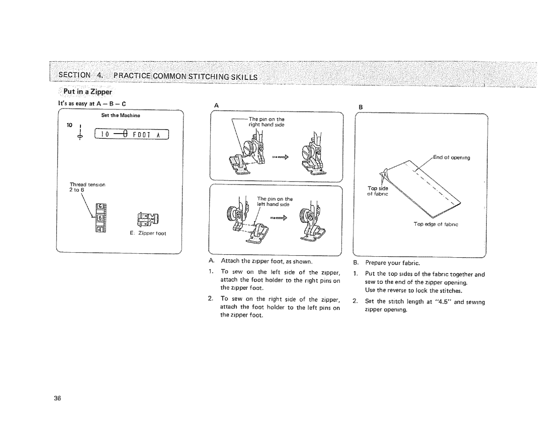 Sears 385.1915 owner manual $ lo FootAJ, Itsas easy at a -- B -- C Set the Machine 