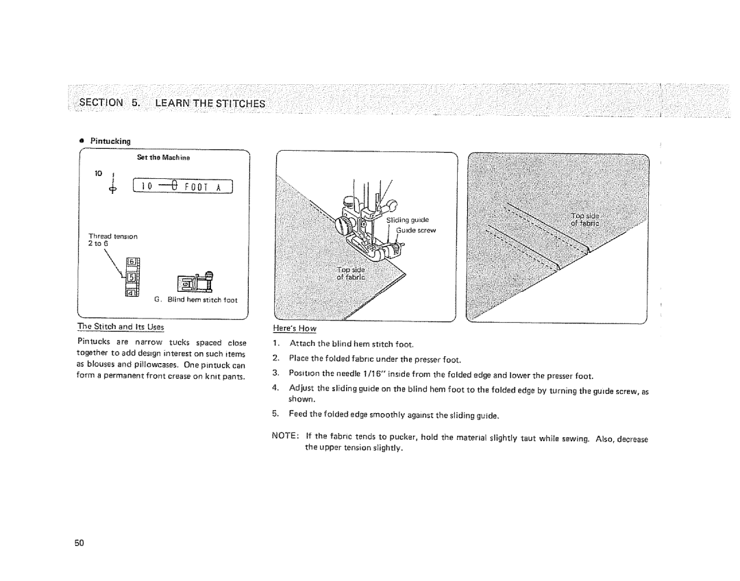 Sears 385.1915 owner manual + Io--- ooT a, Pintucking Sat the Machine 