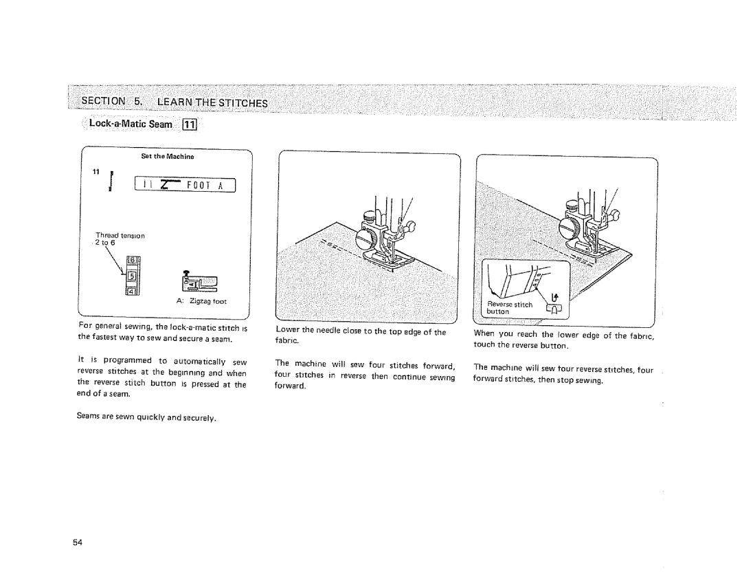 Sears 385.1915 owner manual Il z- 0oTAj, Locl*Matic Seam 