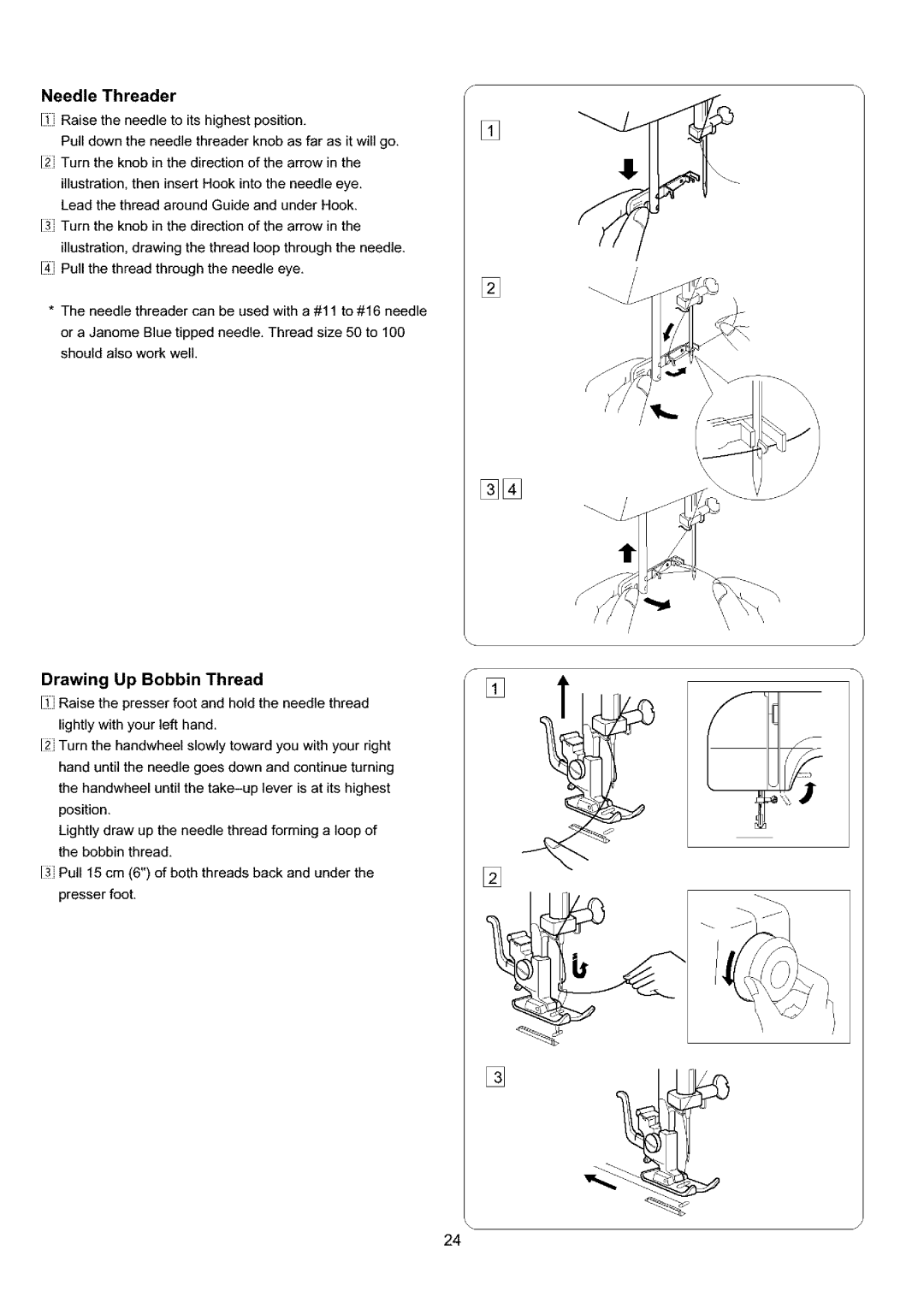 Sears 385.4052LX200 owner manual Needle Threader, Drawing Up Bobbin Thread 