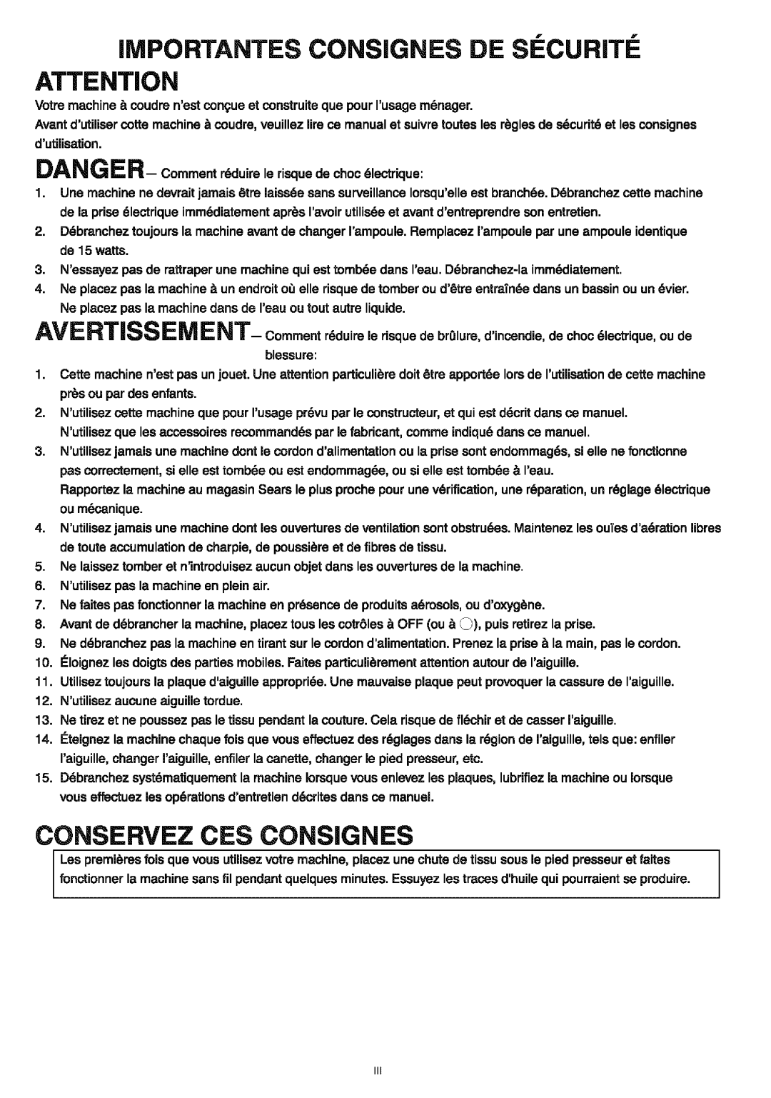 Sears 385.4052LX200 owner manual Conservez CES Consignes 