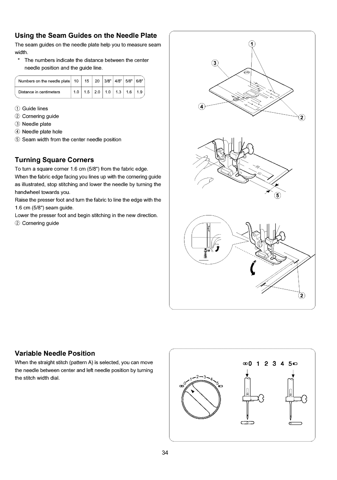 Sears 385.4052LX200 owner manual Using the Seam Guides on the Needle Plate 