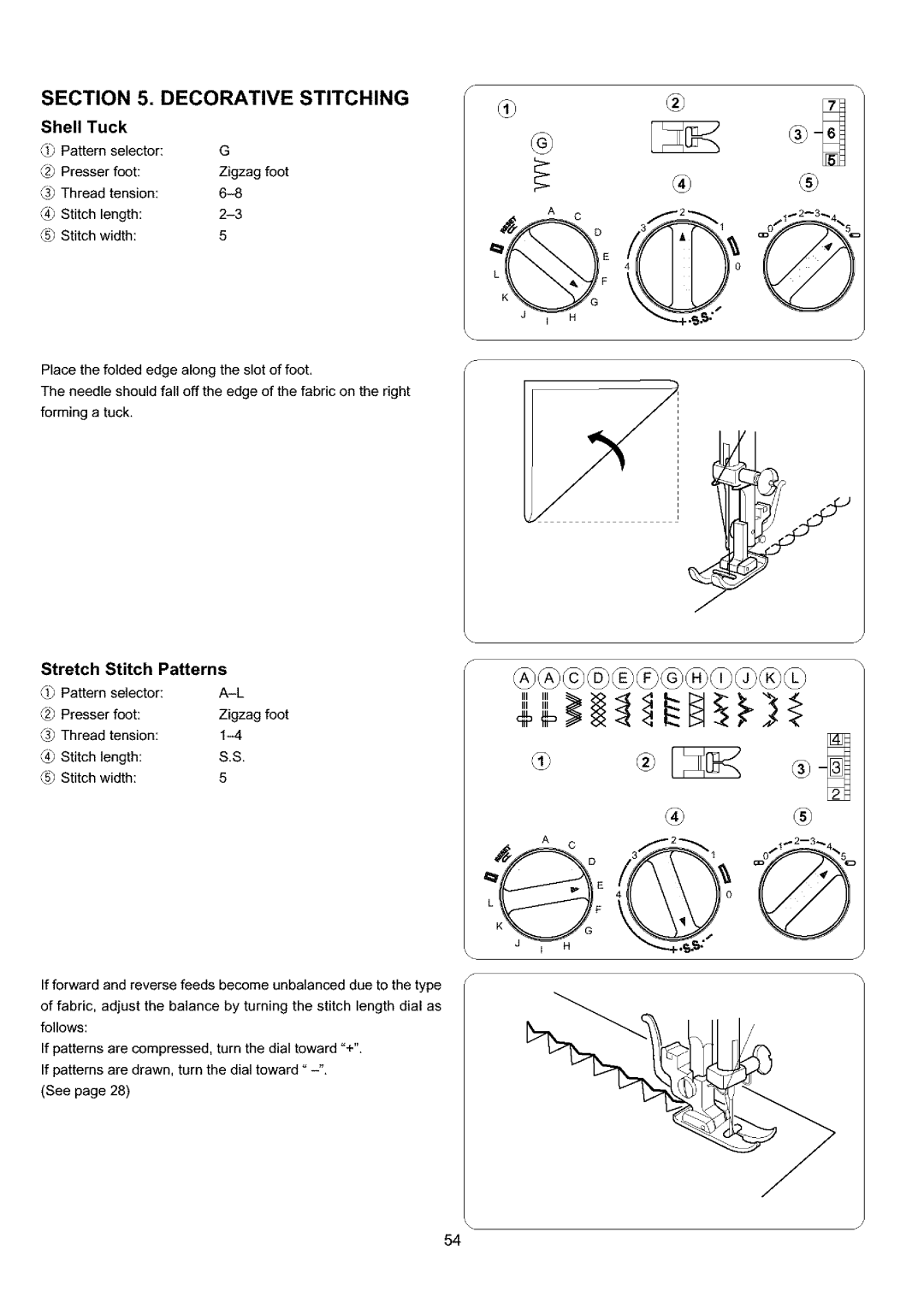 Sears 385.4052LX200 owner manual Stretch Stitch Patterns, Shell Tuck 