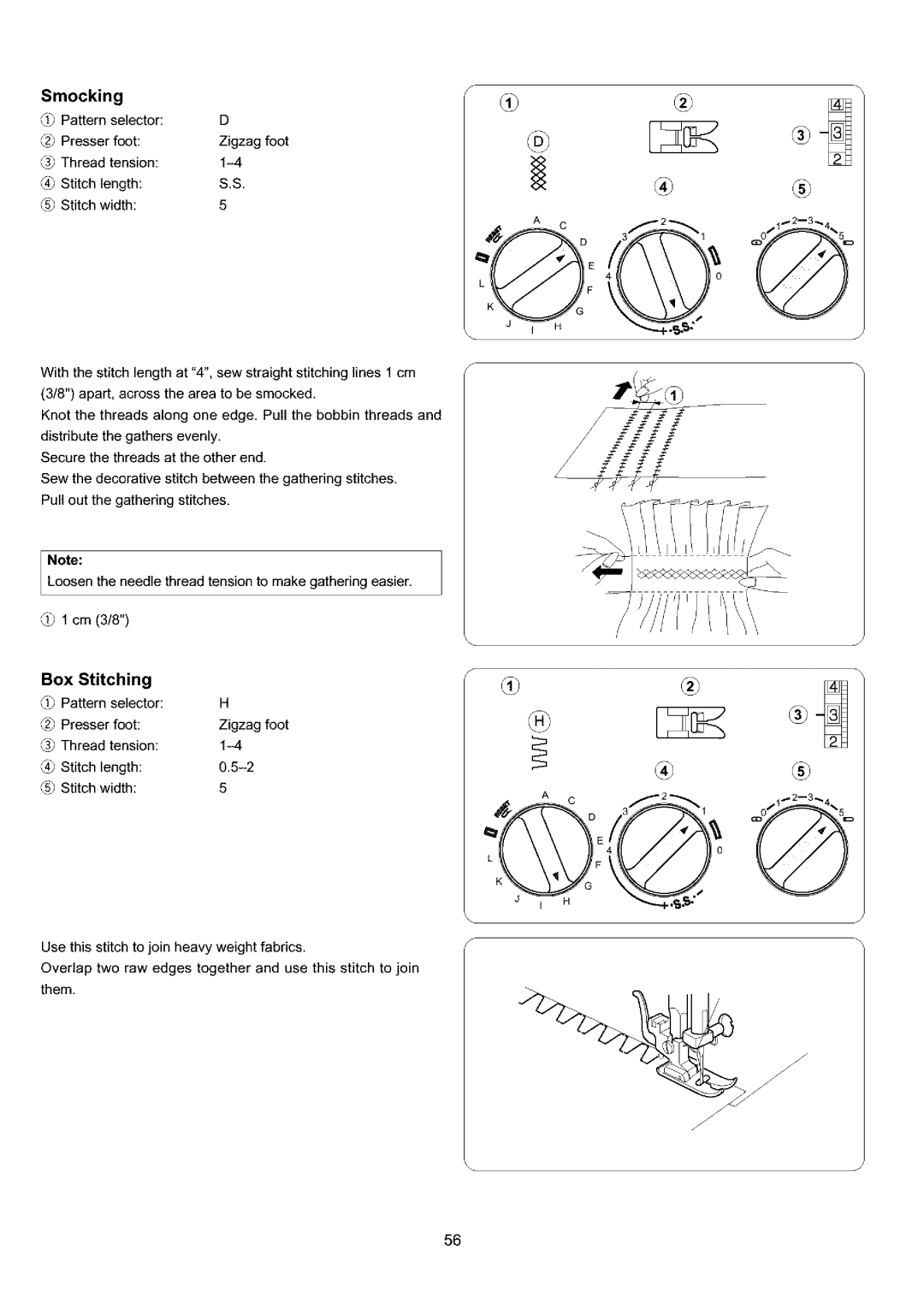 Sears 385.4052LX200 owner manual Smocking, Box Stitching 