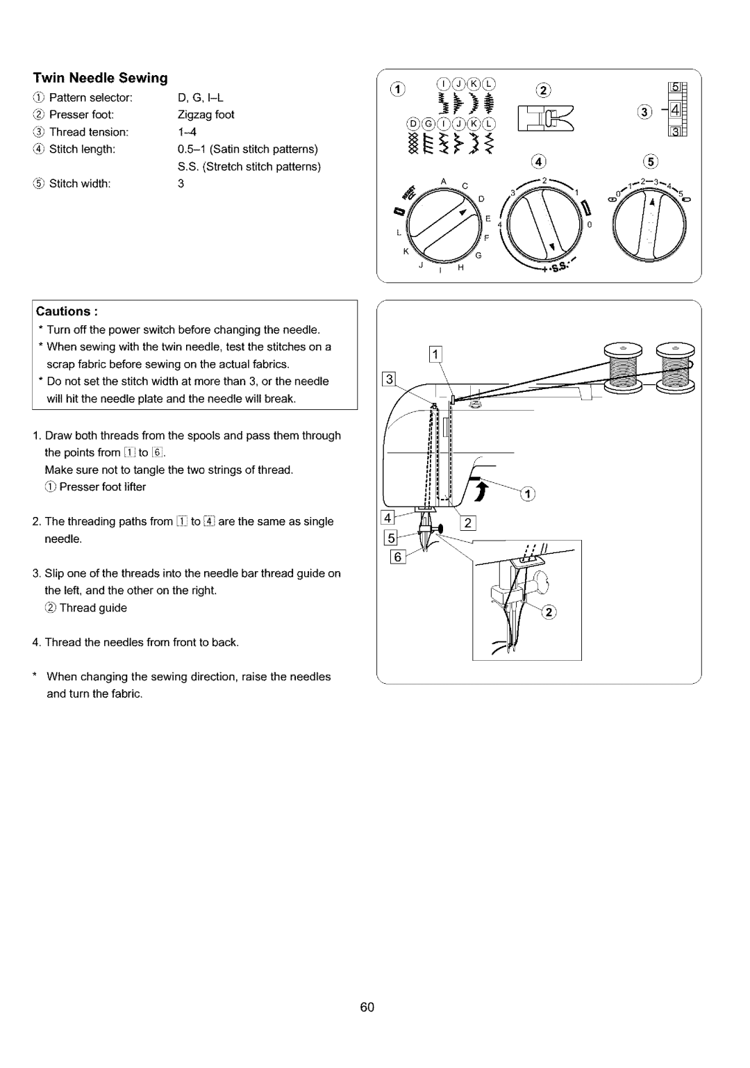 Sears 385.4052LX200 owner manual Twin Needle Sewing 