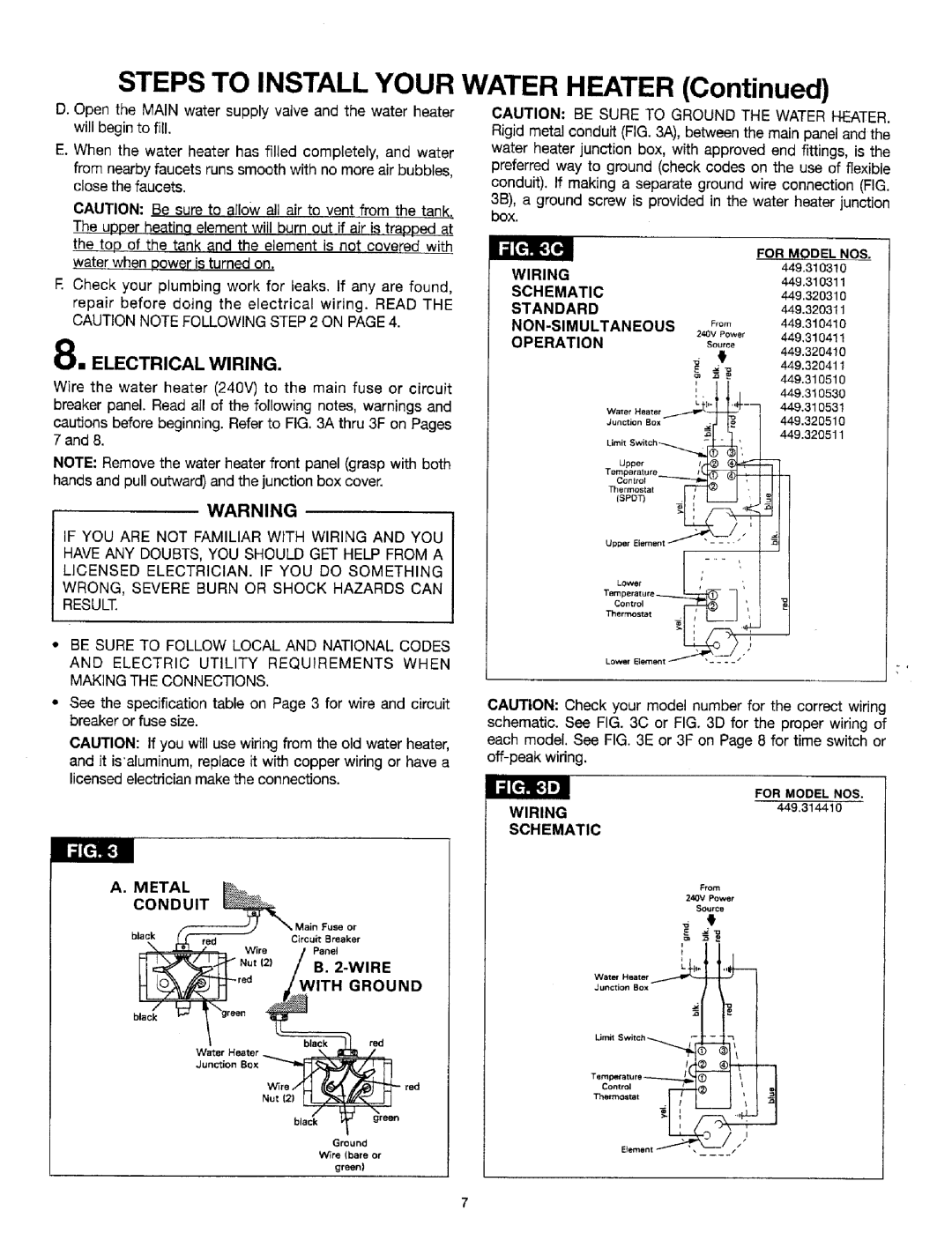 Sears 449.310311 Electrical Wiring, l.l .=, Schematic, Standard, Non-Simultaneous, Operation, A. Metal Conduit, Wi HGROUND 