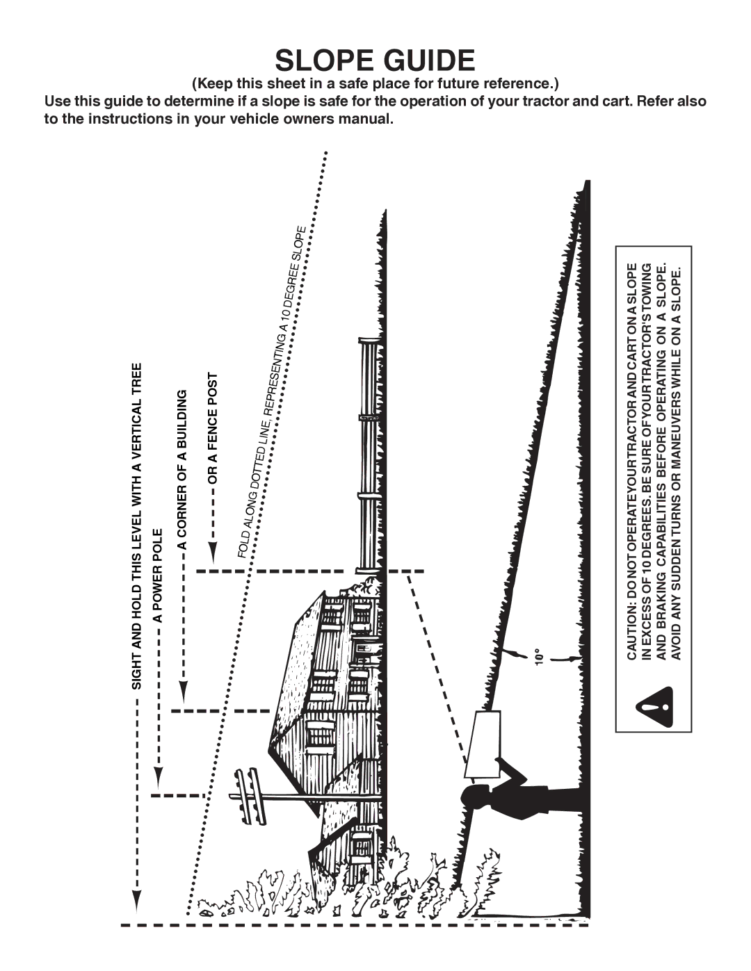 Sears 45-01754 owner manual Slope Guide 