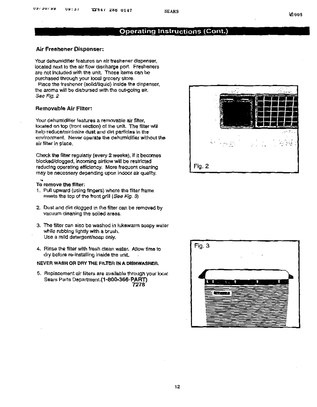 Sears 461-5949 operating instructions Removable Air Filter, Air filter in place, 30remove the filter 